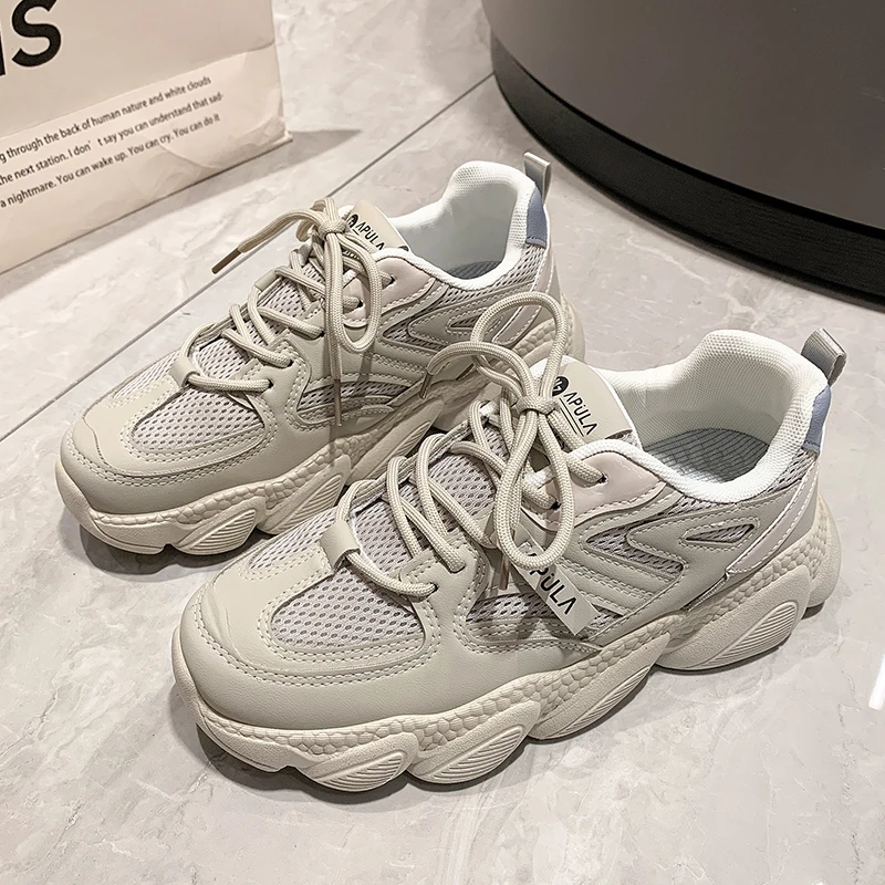 

Женские нескользящие сетчатые туфли, Уличная обувь на платформе и шнуровке, амортизирующая удобная повседневная обувь, Новинка осени 2022