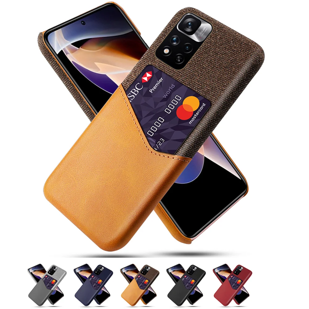 

Credit Card Case Soft Cloth Fabric Case For Xiaomi Redmi Note 11 Pro 10 9 9s 9T Mi 10T 11 Lite 11T Poco F3 M3 Pro 5G X3 GT NFC