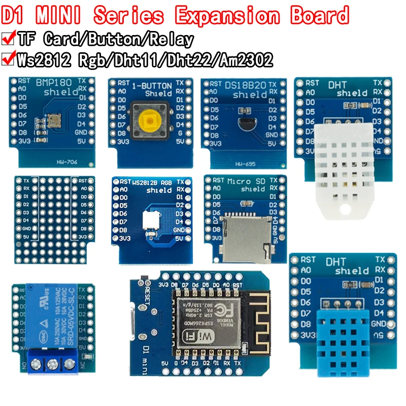 Esp8266 D1 Mini Pro Wi-Fi макетная плата Nodeu Ws2812 Rgb Dht11 Dht22 Am2302 Relais Ds18b20 Bmp180 Motor Voor Wemos Diy kit