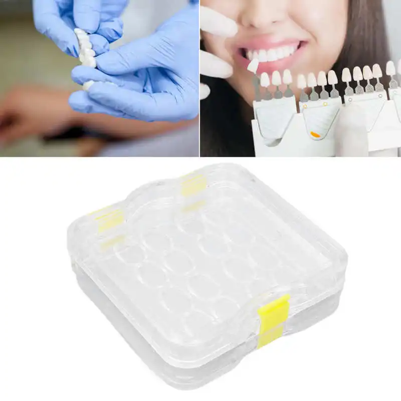 

16pcs/box Plastic Ideal Denture Tooth Box with Film Transparent Dental Supply Denture Storage Box
