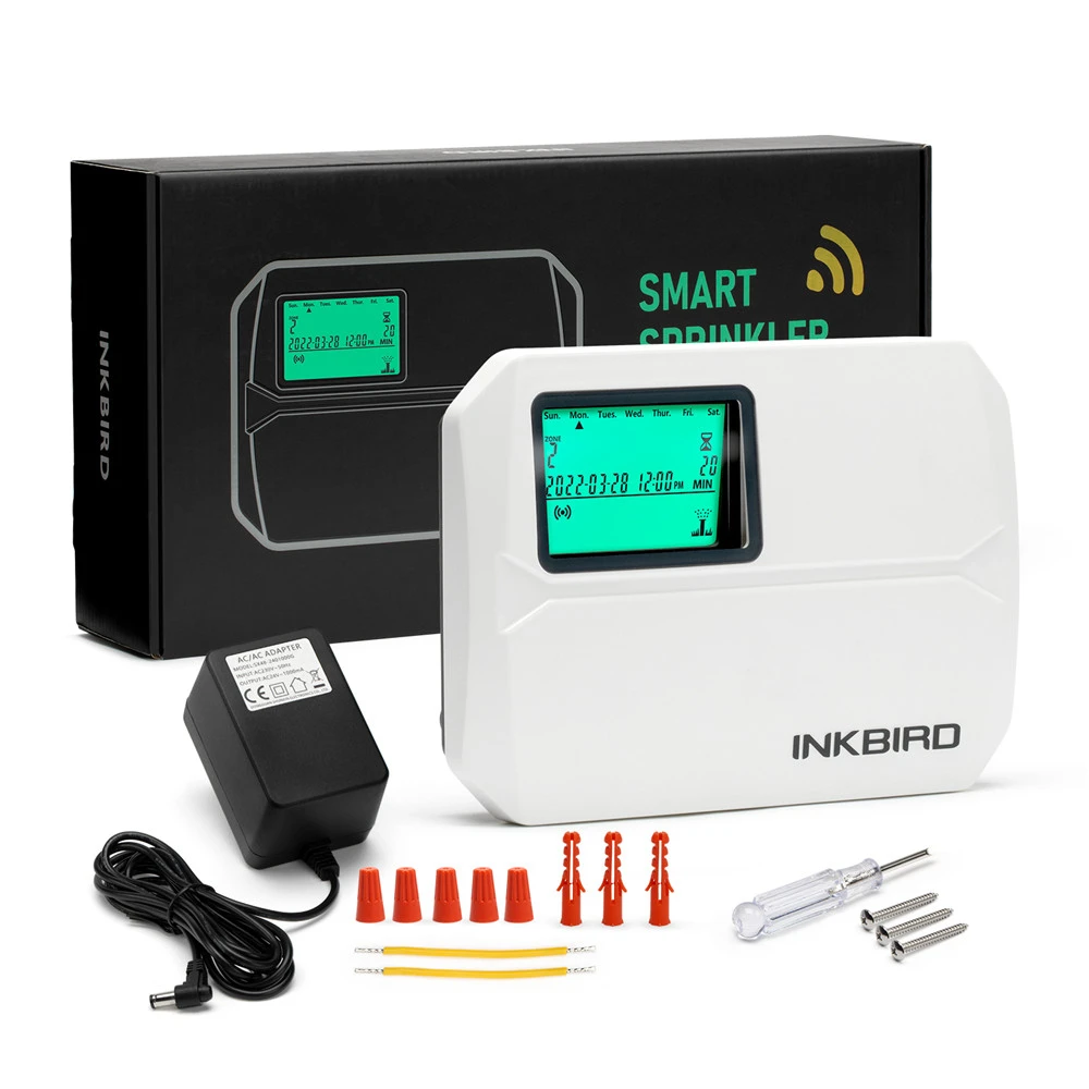 Inkbird Wi-fi Inteligente Sprinkler Controlador 8-zone Rega Temporizador de Irrigação com App Gratuito Monitoramento de Ajuste Sazonal Chuva Pular