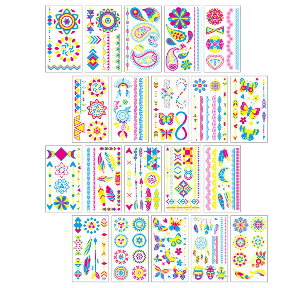 

1 Set of Party Glowing Tattoos Stickers Neon Tattoos Decals Removable Temporary Tattoos