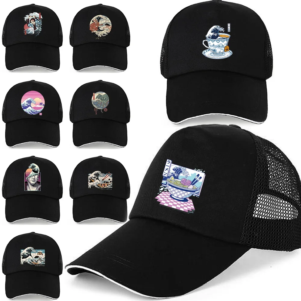 

Streetwear Trucker Caps Wave Print Men's Women's Snapback Hip Hop Baseball Cap for Women Four Seasons Fashion New Casquette Hats
