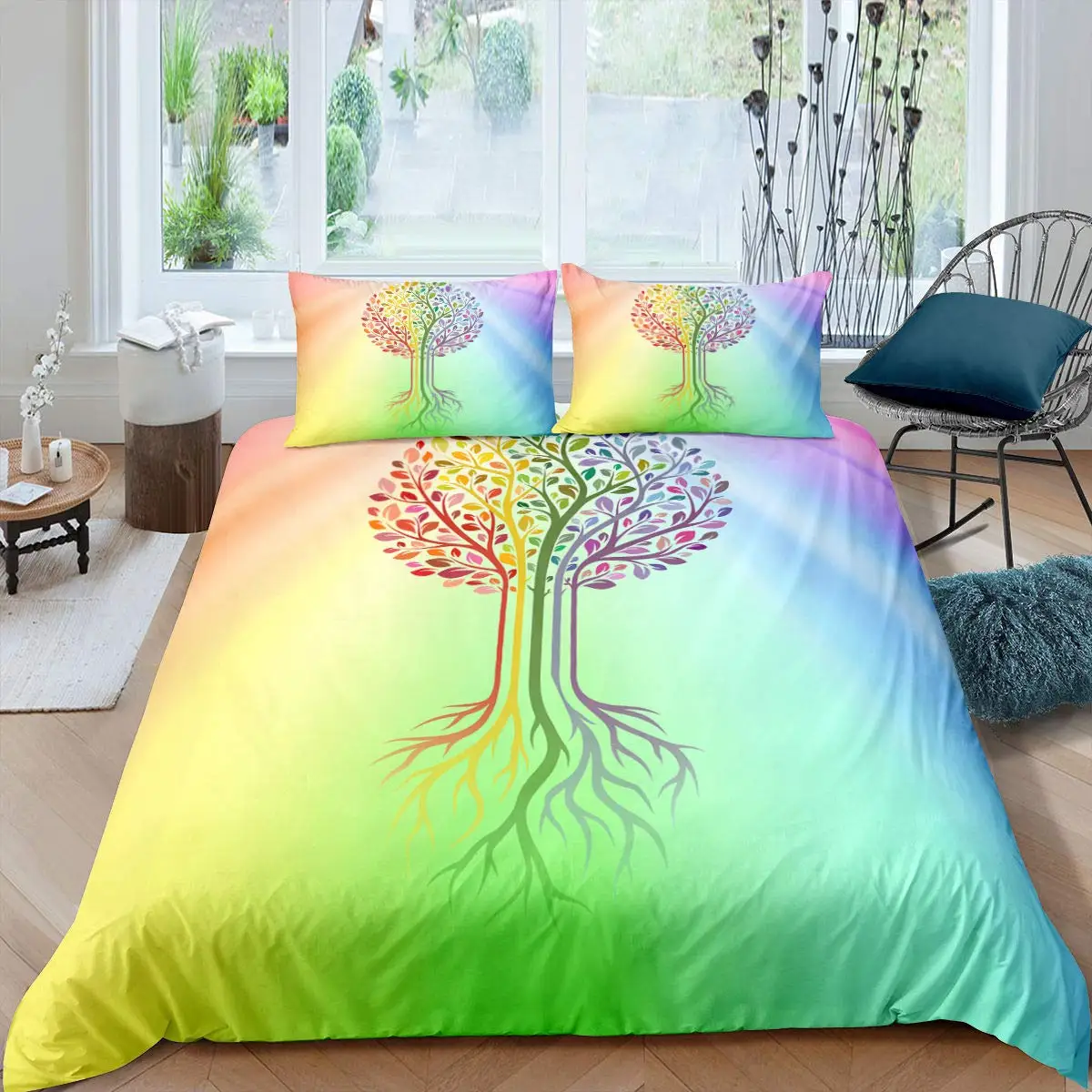

Tree of Life Duvet Cover Set Natural Scenery Bedding Branches Comforter Cover Autumn Leaves King Size Quilt Cover Set Botanical