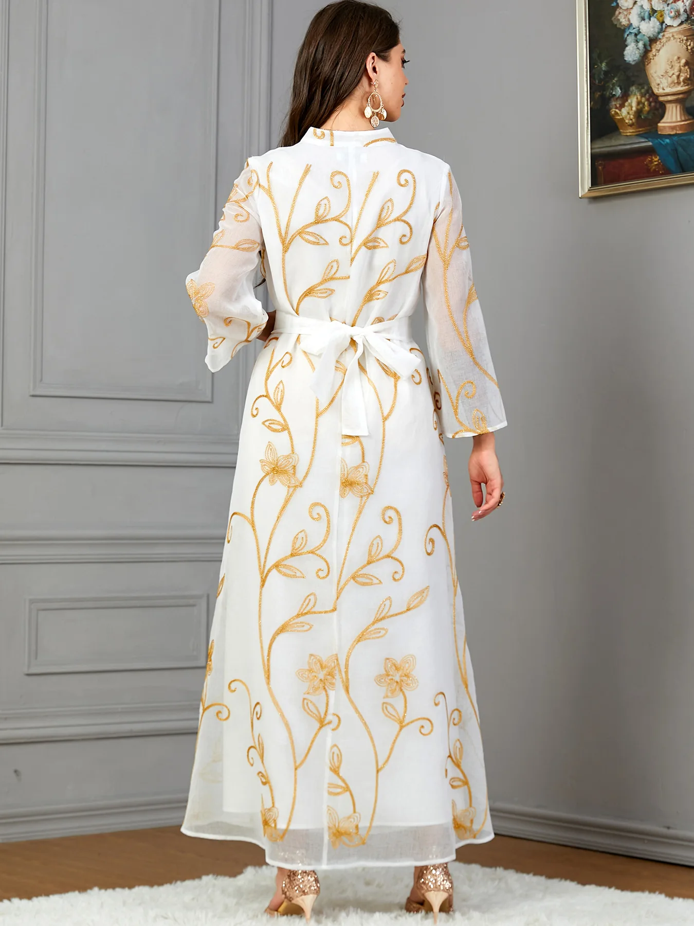 Мусульманское платье с вышивкой арабское длинное Eid Abaya Дубай Марокко Abayas