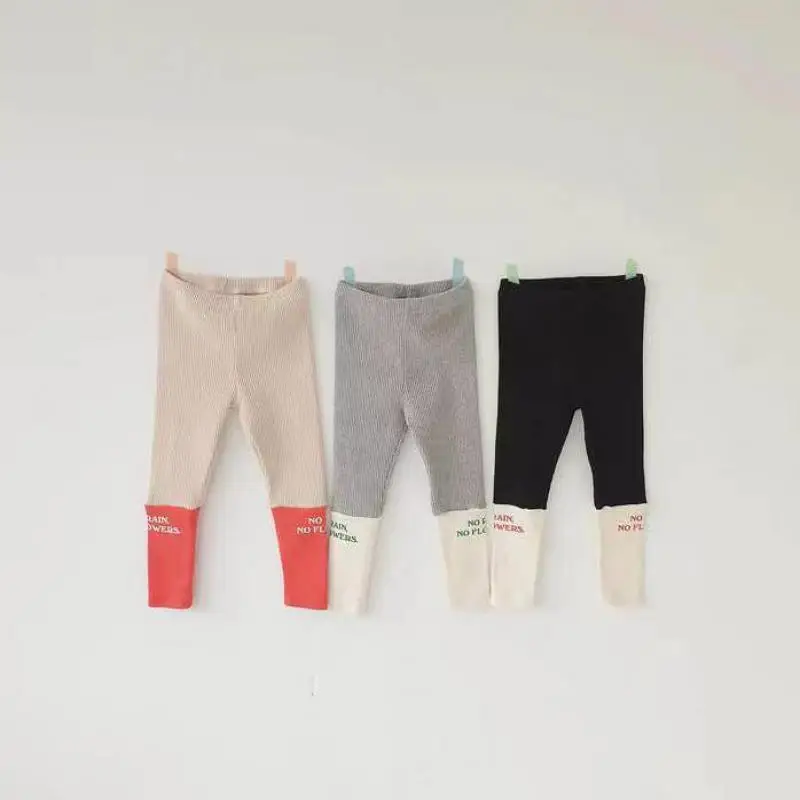 

2022 New Simple Patchwork Leggings Baby Girl Soft Comfortable Simple Letter Pants Boy All-macth Cotton Elasticity Trousers