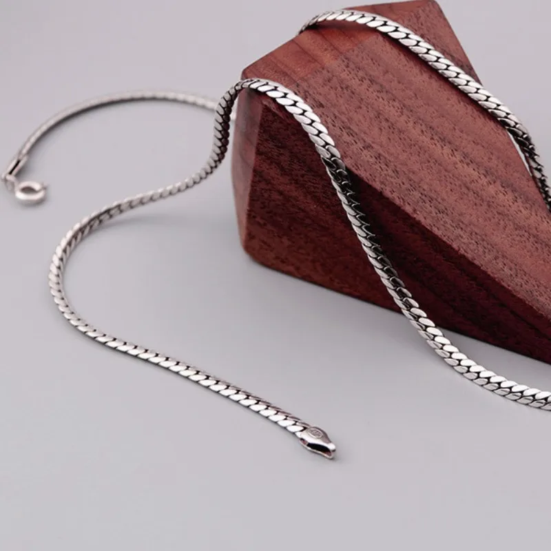 Ожерелье BOCAI S925 из стерлингового серебра для мужчин и женщин новая модная плоская