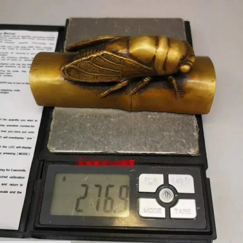 Медь Satue Чистый желтый Kaiguang Fengshui антикварное украшение античная всячина цикада