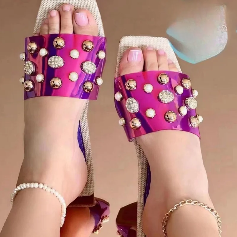 

Римские хрустальные женские шлепанцы, летняя обувь из ПВХ, шлепанцы, модные сандалии, новинка 2023, пляжная одежда, повседневные шлепанцы для ходьбы, женские сланцы