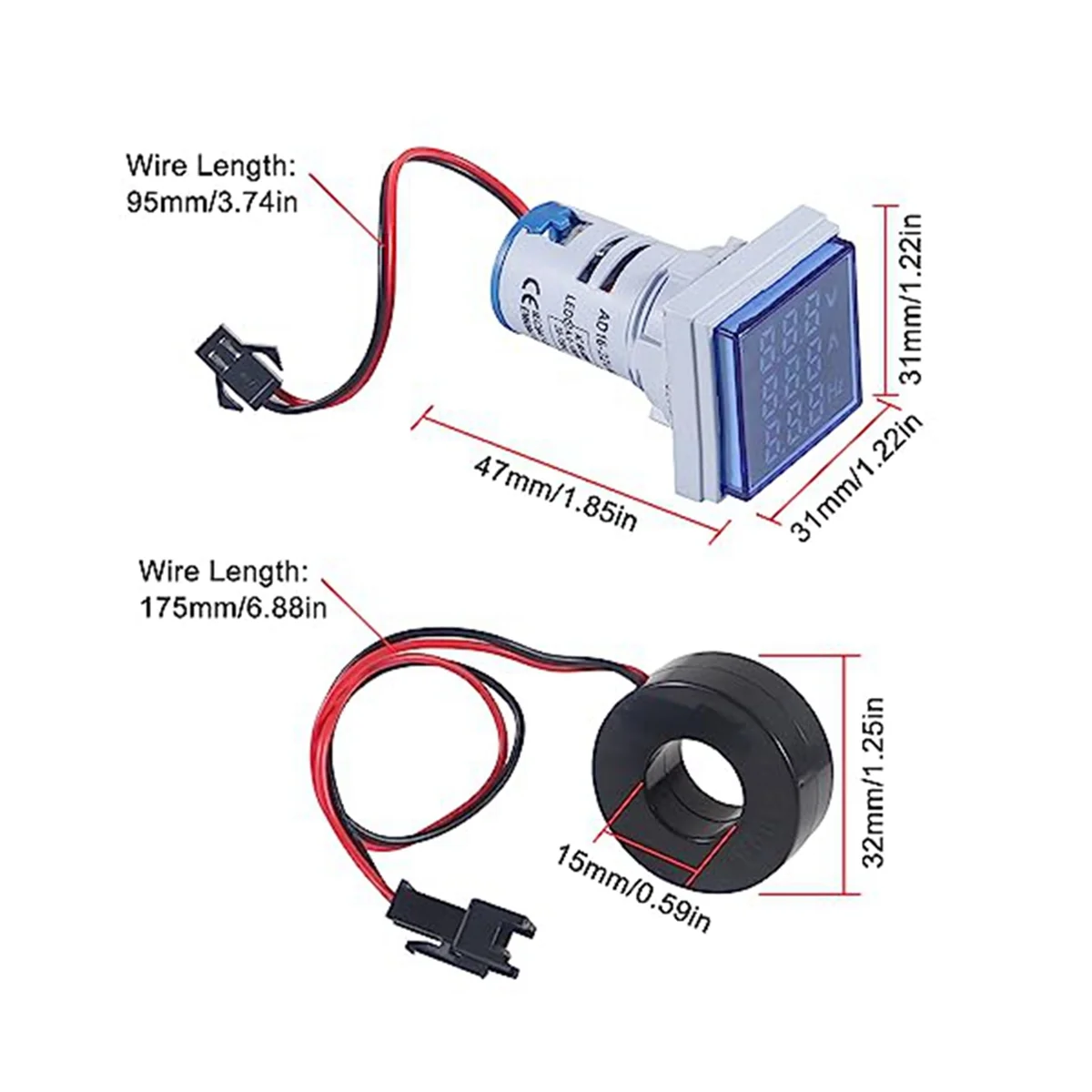 2 шт. цифровой вольтметр-амперметр амперметр переменный ток 60-500 в