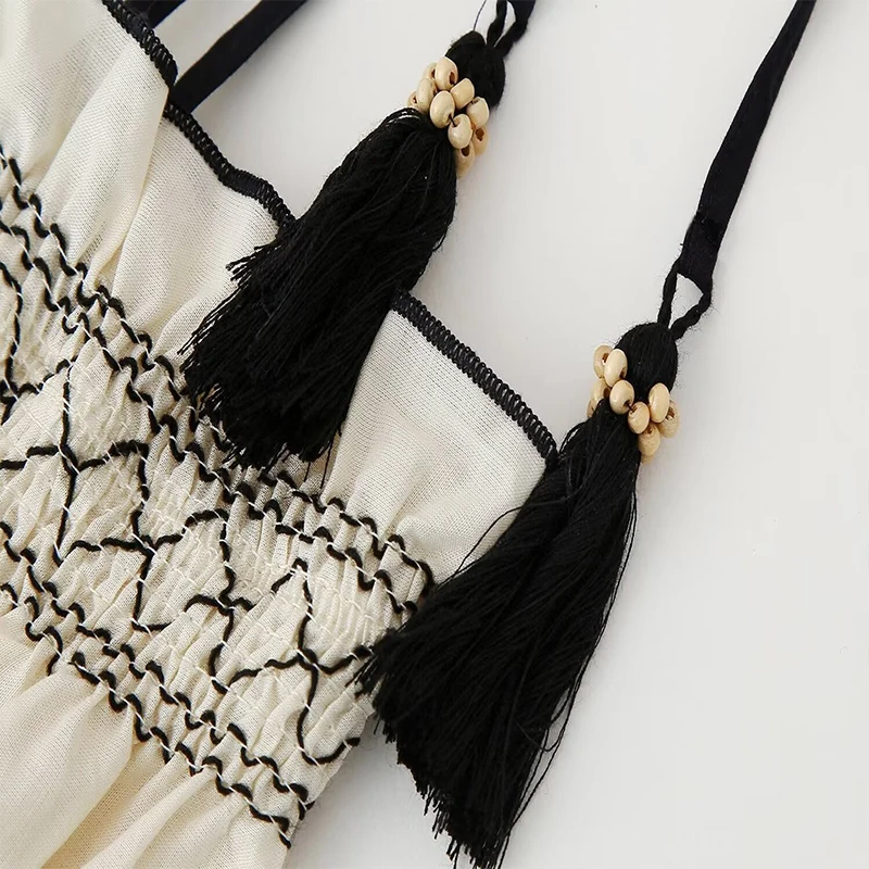 Koekop женское модное сетчатое платье с кисточками в винтажном стиле