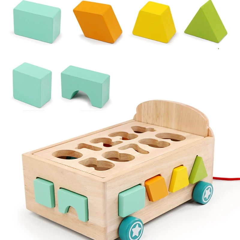 

GXMB Wooden Number Puzzles Toys Pull Along Car Shape Number Sorting Toy Preschool Learning Toy for Toddler Kids Over 1 Years