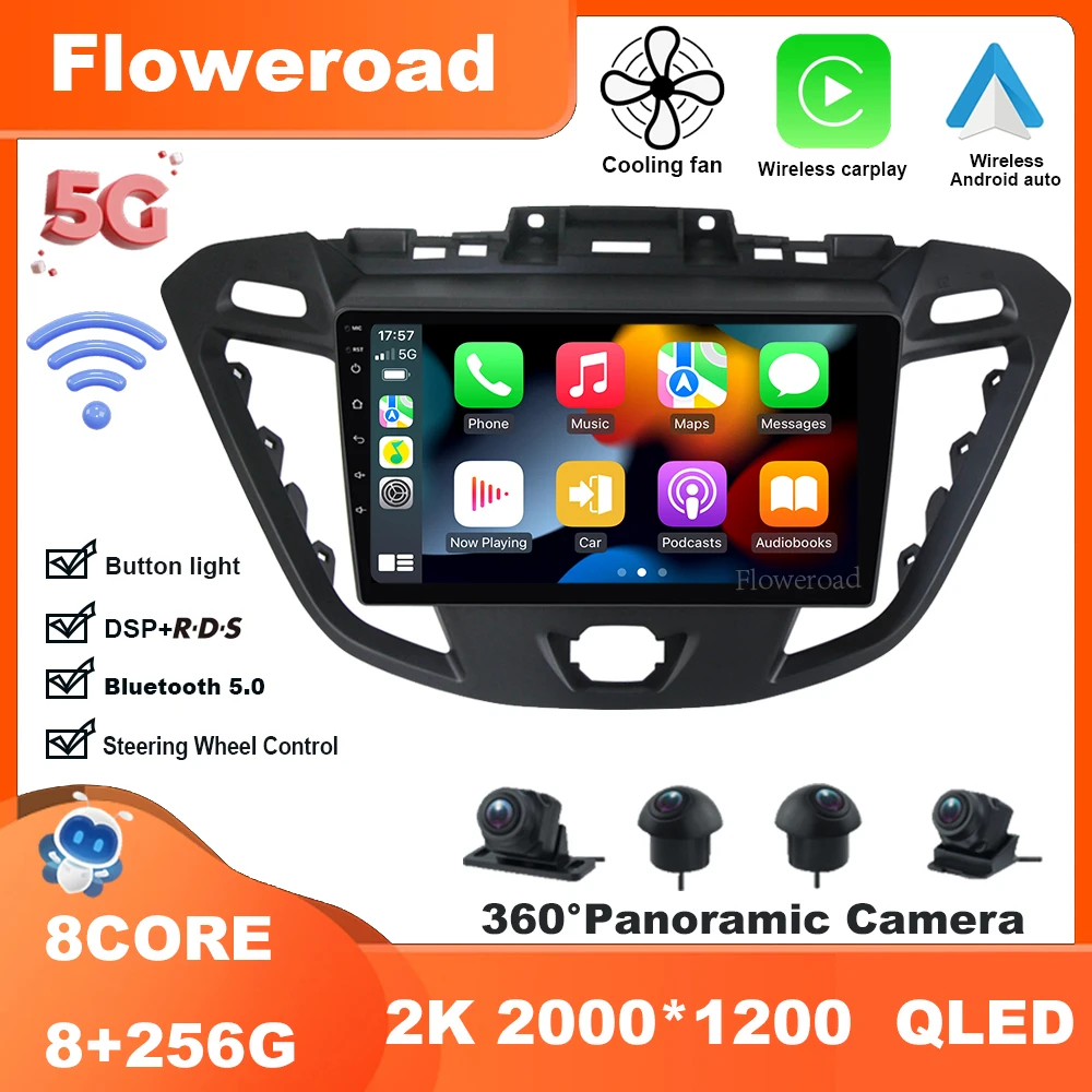 

9 Inch Android 13 For Ford Tourneo Custom 2012-2021 Car Multimedia Video Player Navigation stereo GPS Carplay Auto 5GWiFi BT5.0