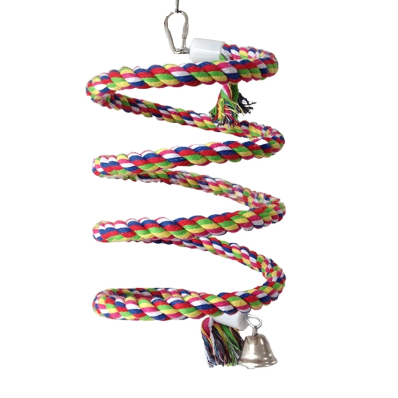

Bird Swing Cage Hanging Colorful Cotton Rope Spiral-Perch Chew Resistant