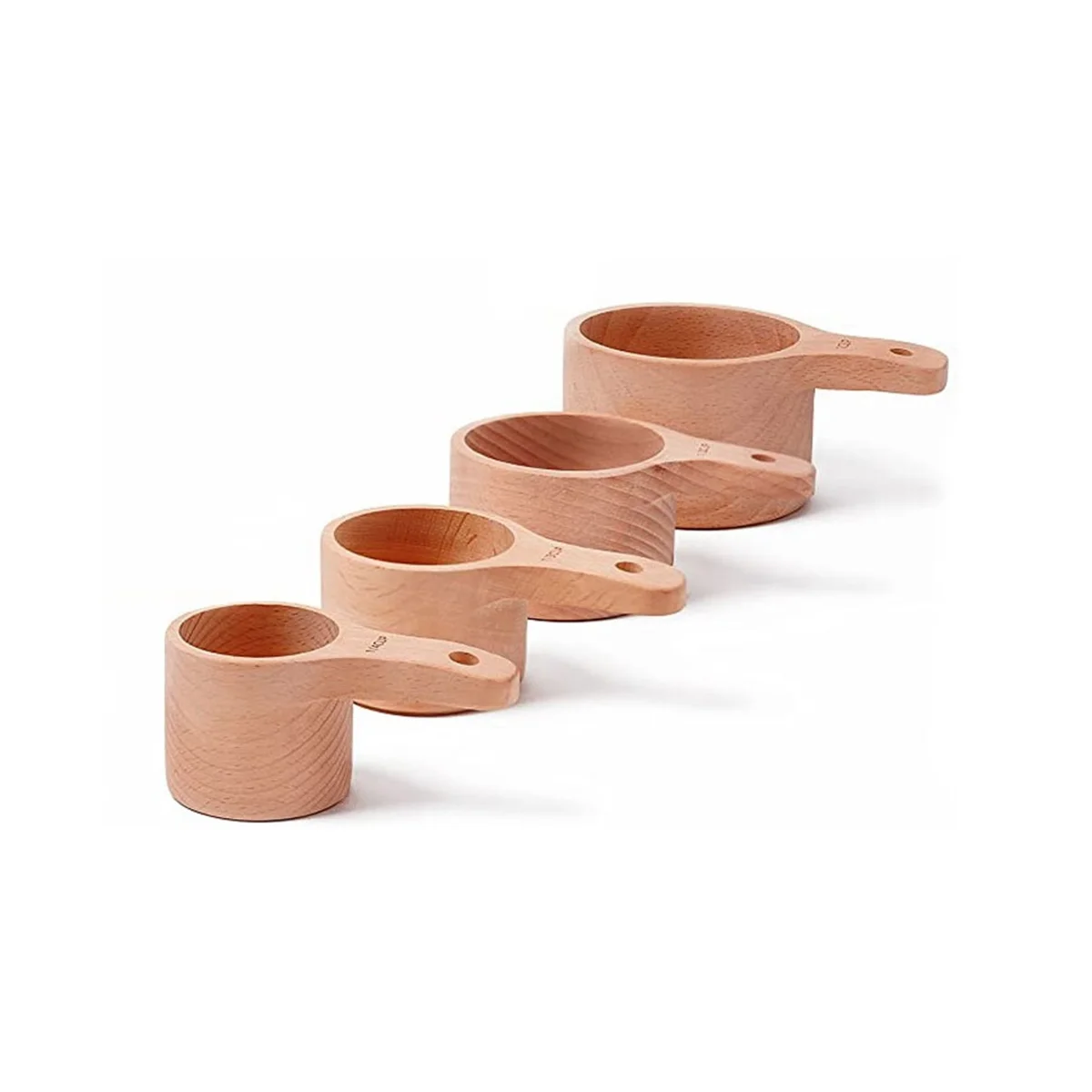 

4PCS/Set Wood Measuring Cups Handcrafted with Wood Polish Finish for Baking Cooking Spice Coffee Tea Milk Powder