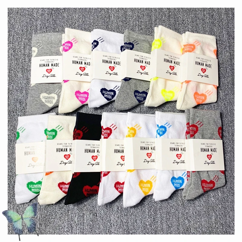 

HUMAN MADE Love Print Cotton Socks Street Skateboard Men Women Color Socks