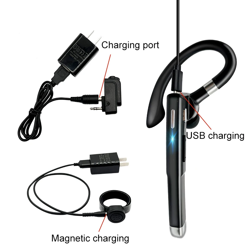 Walkie Talkie Wireless Earphone Bluetooth Headset Two Way Radio Earpiece BT Headphone Earphone For Baofeng UV-5R Retevis Kenwood