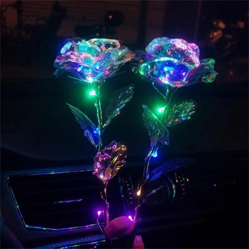 

Easter Glowing 24k Gold Foil Rose Set Valentine's Day Creative Practical Colorful Gold Roses Birthday Present Outdoor Decor