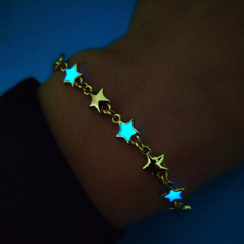 

Fluorescent Bracelets & Bangles Pretty Heart Star Flower Shape Bracelets Glow In The Dark Luminous Bracelet for Women