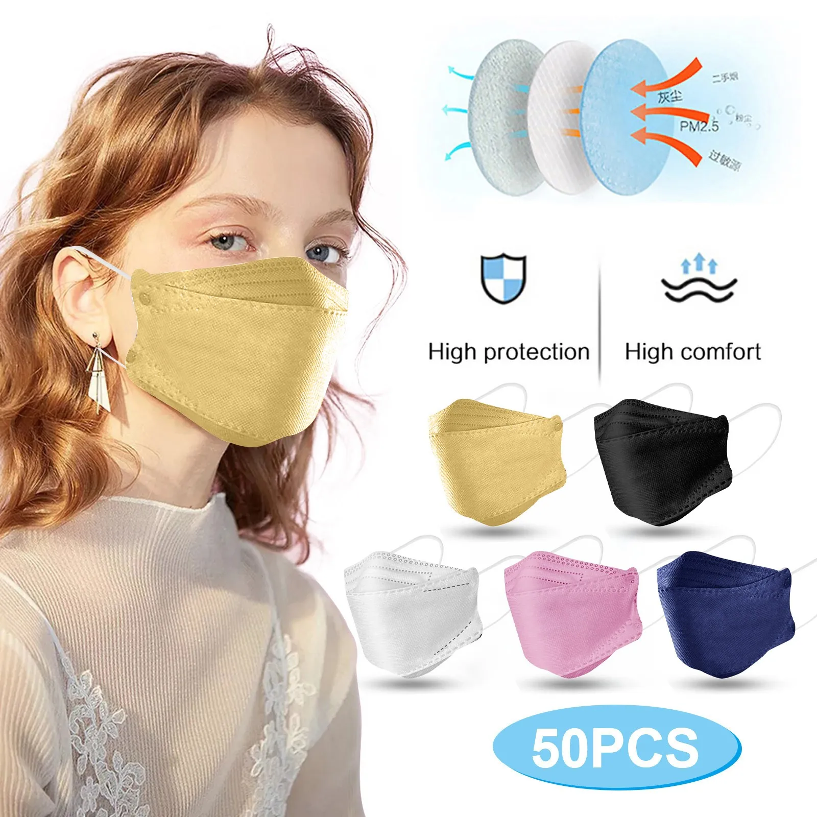 

50pcs Adult Outdoor Mask Droplet And Haze Prevention Fish Non Woven Face Masks Маска Protection Warm Masque Men Women New