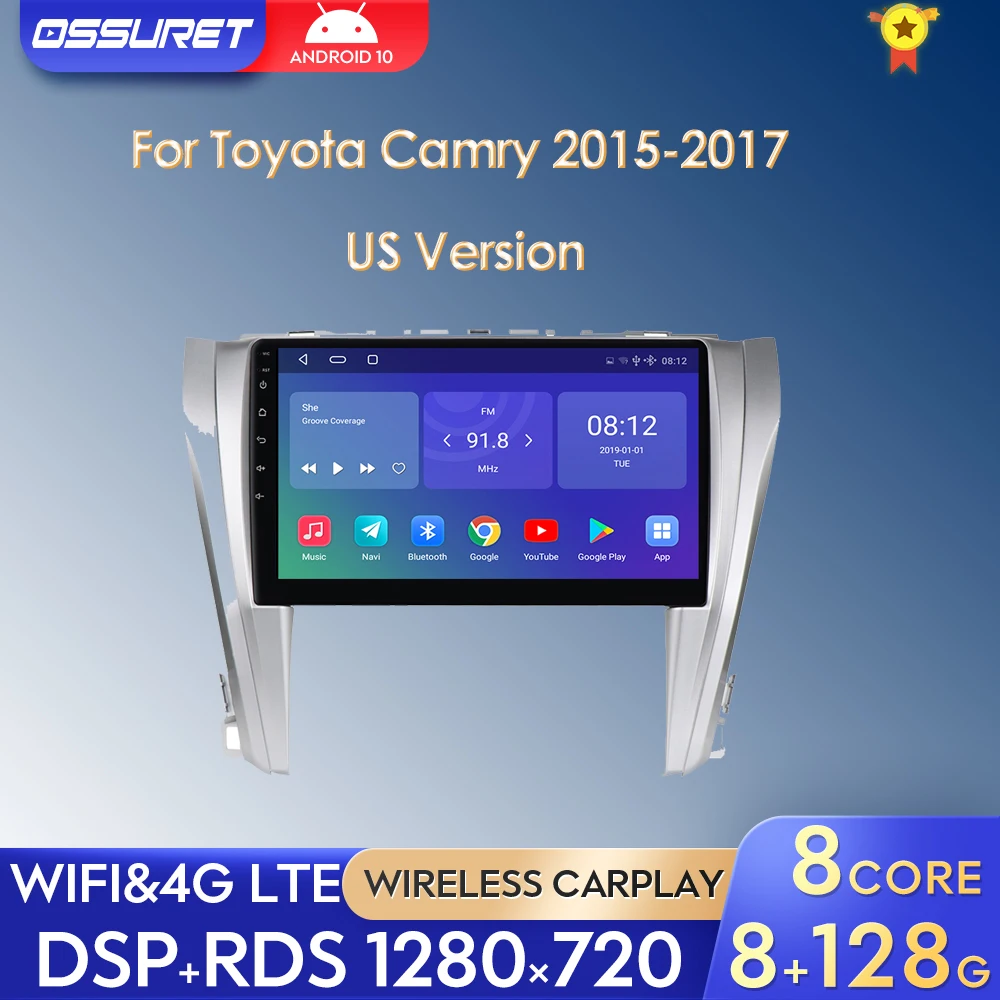 

Автомагнитола 2 DIN, 10,1 дюйма, Android, мультимедийный плеер для Toyota Camry 2015, 2016, 2017, американская версия, автомагнитола с GPS Навигатором, Carplay