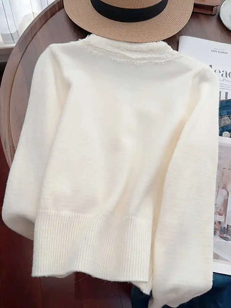 Женский белый кружевной лоскутный кардиган свитер в стиле Харадзюку корейский