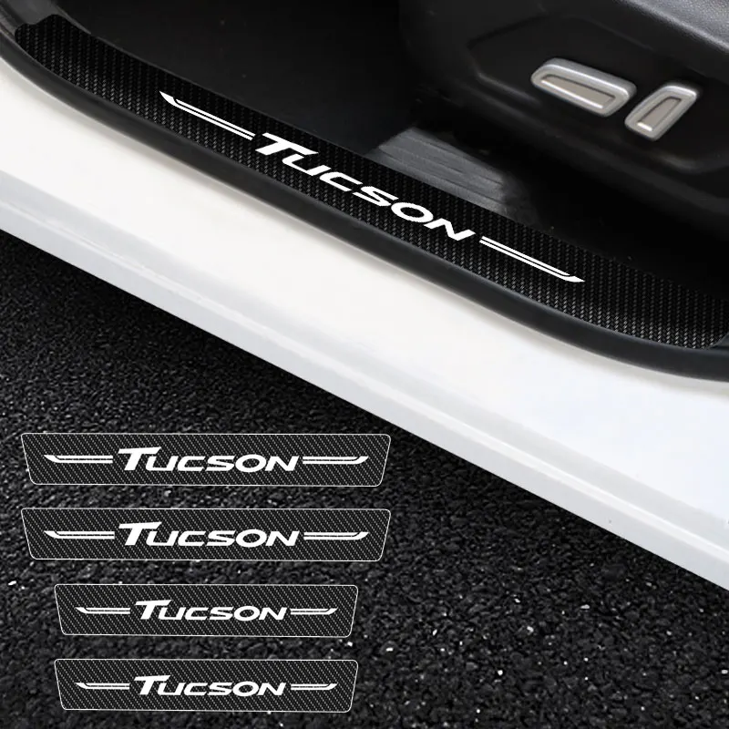 

4 Pieces Car Threshold For Hyundai Tucson Car Stickers Anti Scratch Door Sill Protector ​Protection Carbon Fiber Car Stylin