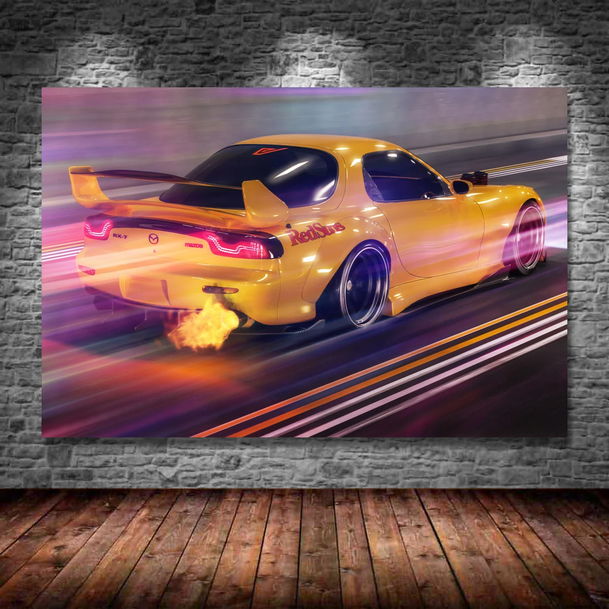 Плакаты Supercar для MAZDA желтые гоночные автомобили дрифтеры картины на холсте