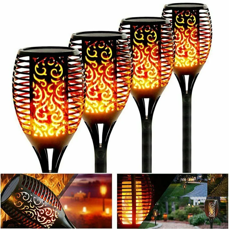 

4Pcs Solar Torch Flame Dancing Light LED Flickering Outdoor Garden Flame Lamp