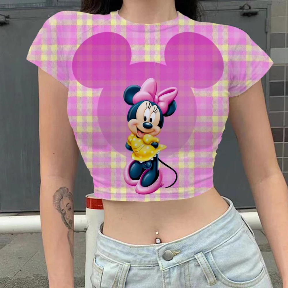 

Женская футболка с коротким рукавом, принтом Минни и Микки Маус