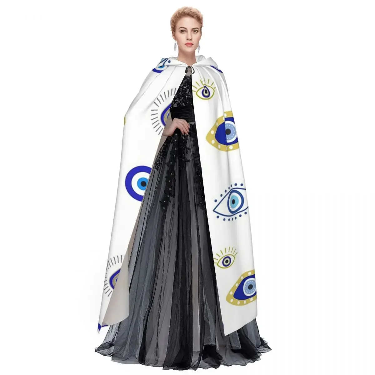 Мистические злые глаза длинный средневековый костюм ведьмы с капюшоном накидка