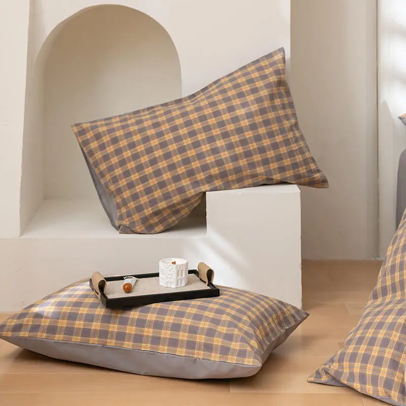 

Single Pillowcase 48*74 Cotton Pillowcase Pure Cotton, A Pair of Pillow Covers, Yarn-dyed Plaid Washed Cotton