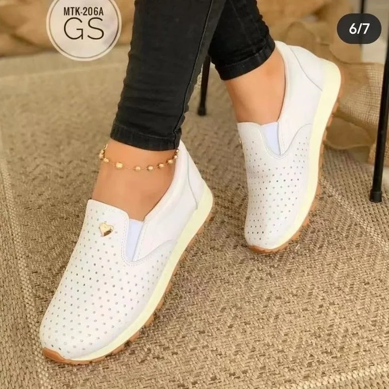 

2022 Autumn New Women's Sports Shoes Love Decoration One-foot Hollow Canvas Breathable Casual White Wedge Woven Vulcanized Shoes