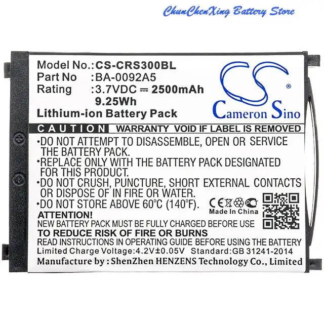 

Cameron Sino 2500mAh Barcode Scanner Battery BA-0092A5 BA-0093A0 BT-160LA KBRS300X01503 for CipherLAB RS30