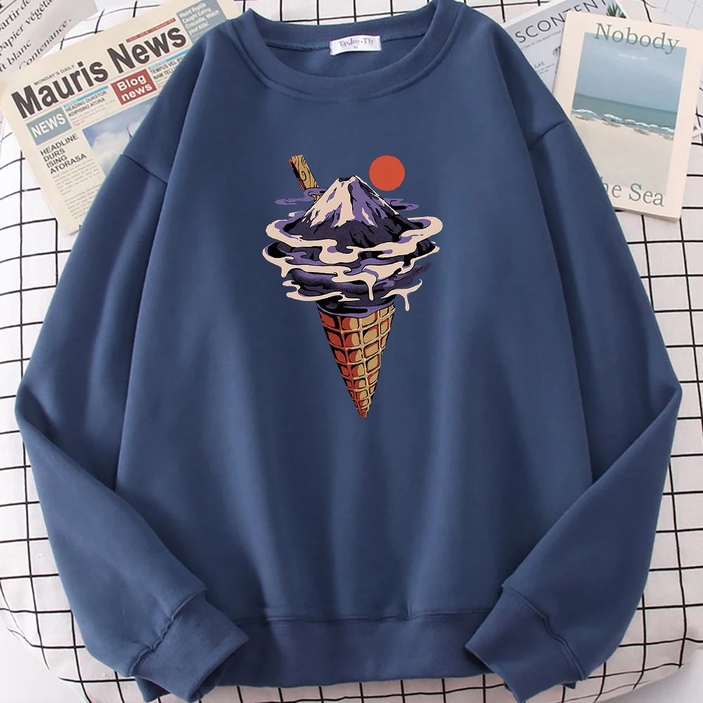 

Fuji Flavor Ice Cream Prints Sweatshirt Men's Fashion O-Neck Hooded Autumn Hoodies Casual Sportswears Male