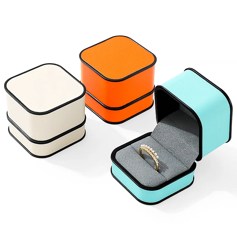 Новая модная кожаная восьмиугольная коробка для колец Высококачественная