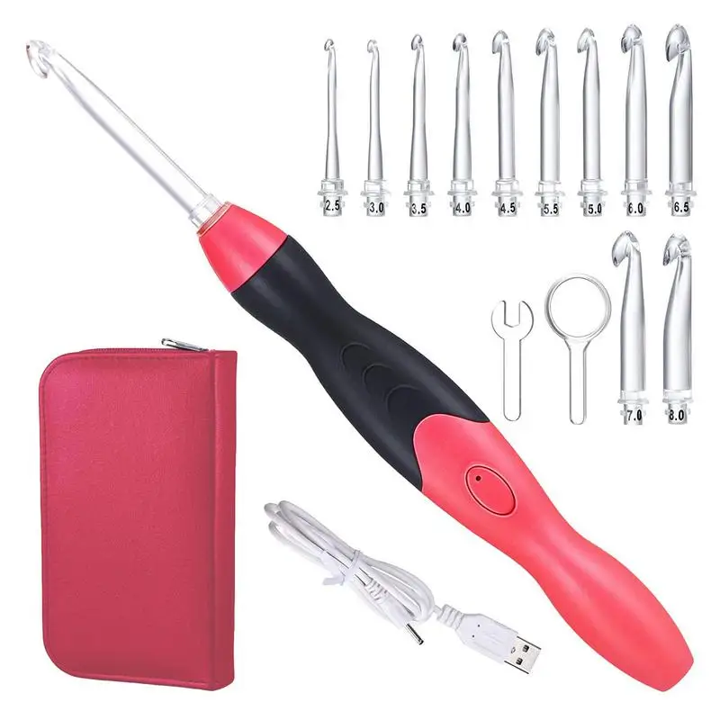 

Crochet Hooks 11 In 1 Crochet Hooks Needles With 2 Brightness Modes Ergonomic Grip Crocheting Needles With Rubber Ergonomic
