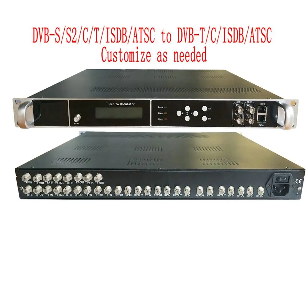 16-канальный Dvb-t2 Dvb-s2 Tdt Dvb-c Atsc Isdbt To Rf Satellite сигнал Тюнер для Ip Asi Hotel Iptv Catv к