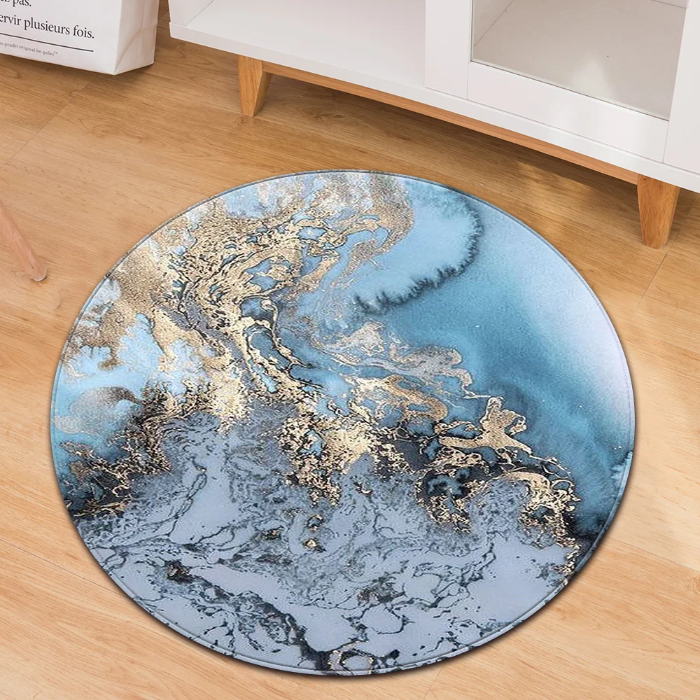 

Anti-slip Round Rug Gilded Mixed Color Home Decor Fashion Marble Floor Carpets For Living Room Dirt-resistant Sofa Piano Carpet