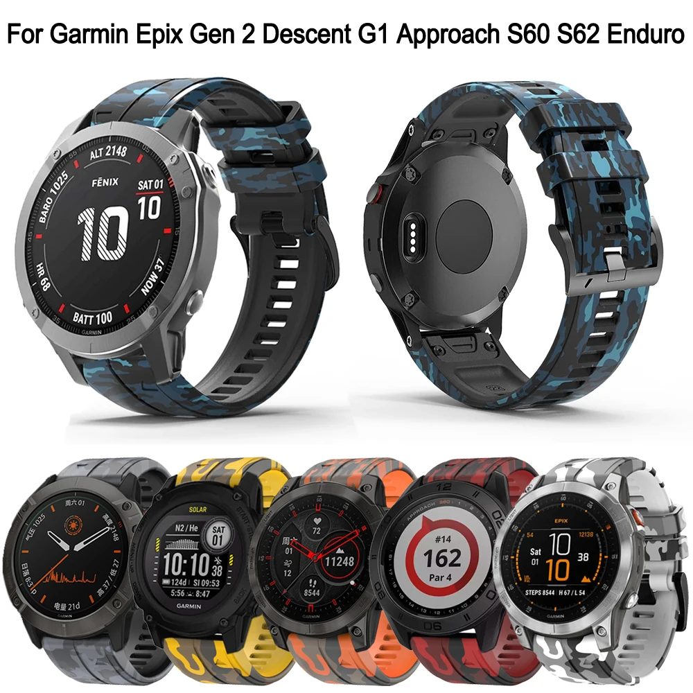 

22 26mm Quickfit Silicone Watchband Approach S60 S62 Descent G1 MK1 2 2i Epix Instinct 2 Fenix 6X 6 Pro 5 5X Plus 7X 7 Bracelet