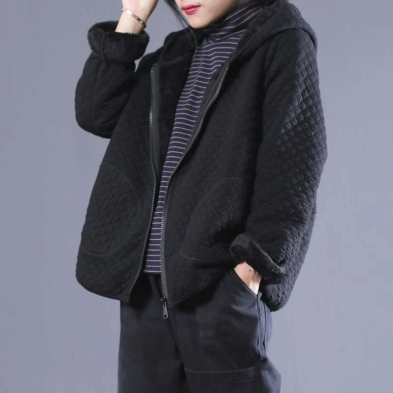 

Autumn Winter Korean Style Women Long Sleeve Loose Thick Warm Coats All-matched Casual Hooded Argyle Jackets Top quality D422