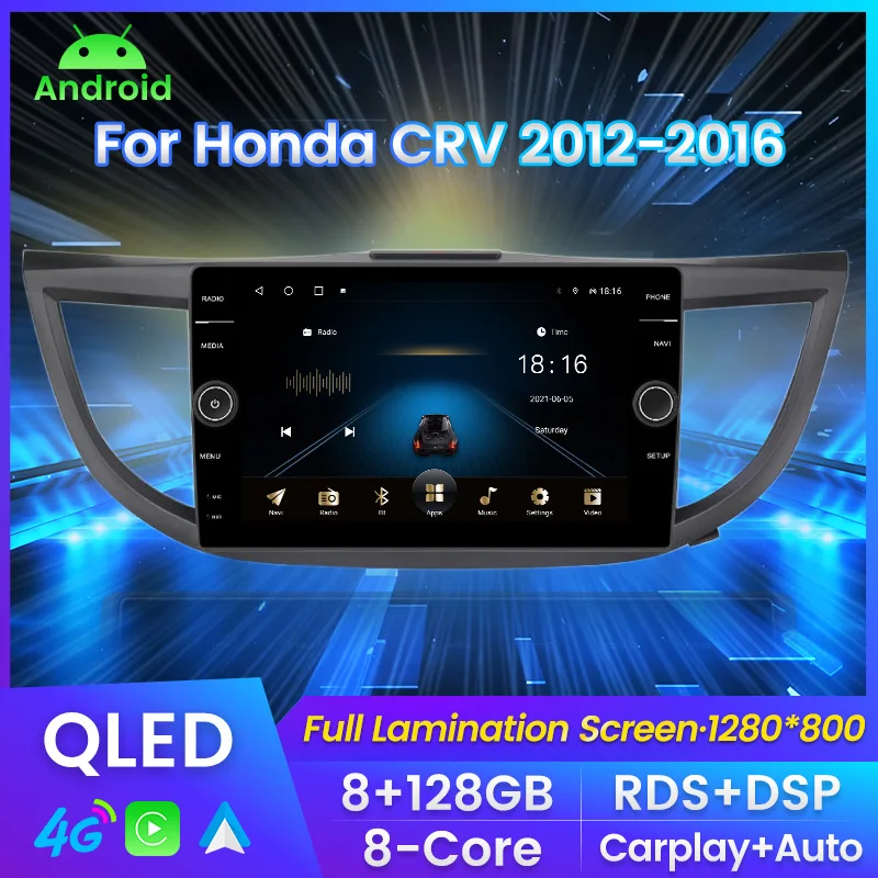 

Автомобильная магнитола на Android 11 для Honda CRV CR-V 4 RM RE 2012-2016, мультимедийный видеоплеер 2 din DSP 8G + 128G GPS-навигация, головное устройство 2 din