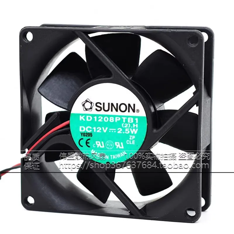 Аутентичный KD1208PTB1 80*80*25 мм 12 В постоянного тока 2,5 Вт 8 см 2-проводной Вентилятор охлаждения шасси