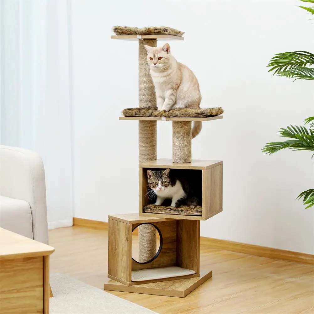 

1 Pcs Multi-level Cat Tree With Double Condos Sisal Scratching Post With Removable Washable Mats Kitten Activity Centre