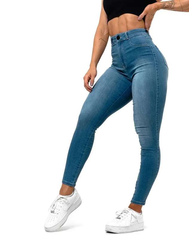 

Women's Fashion Pants 2023 Autumn/winter High Waist Elastic Hip Lift Slim Fit Denim Feet Pocket Design Casual Small Leg Pants