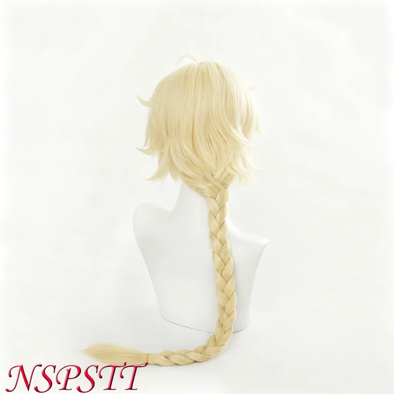 Парик для косплея NSPSTT Genshin Impact Lumine Aether, 45 см, бледно-золотистый, из синтетических волос, для аниме-костюмов и аксессуаров (art.: 3920db0591676) - 3920db0591676