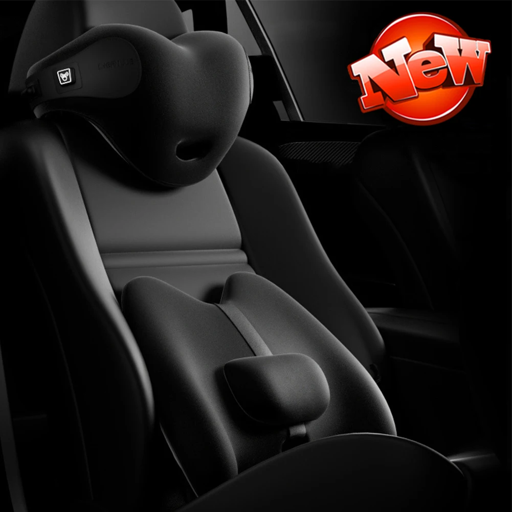 

Car Headrest Seat Lumbar Support Neck Pillow Cushion Car Back Lumbar Cushion Pillow Vibration Massage Headrest Space Memory Foam