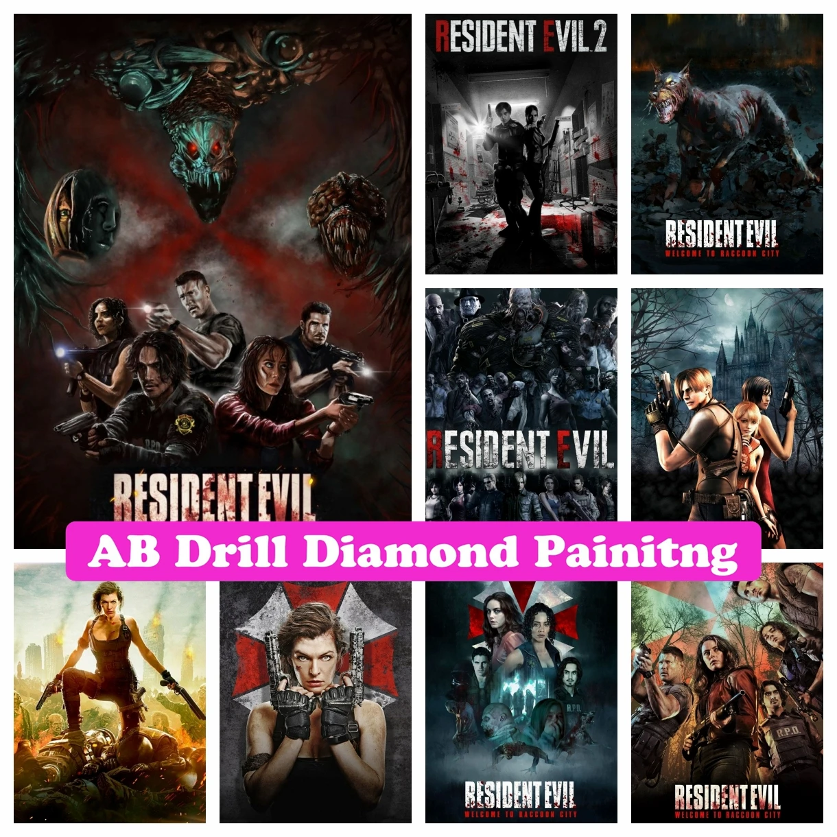 

Classic Movies Resident-Evil 5D DIY AB Drill Diamond Painting Wall Art Cross Stitch Embroidery Picture Mosaic Bedroom Decor Gift