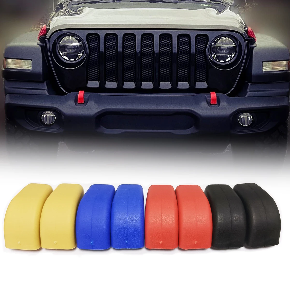 

Front Bumper Tow Hook Rubber Cover for Jeep Wrangler JK JL Gladiator JT 2007-2023 Strap Protector Cushion
