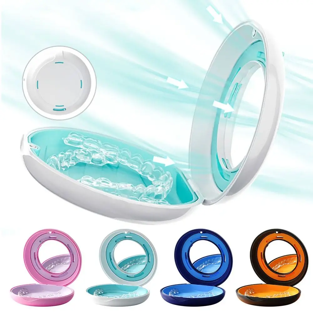 

Teeth With mirror Dental Tray Orthodontic Retainer Rinsing Basket Denture Box Case Oral Hygience Health Care Product